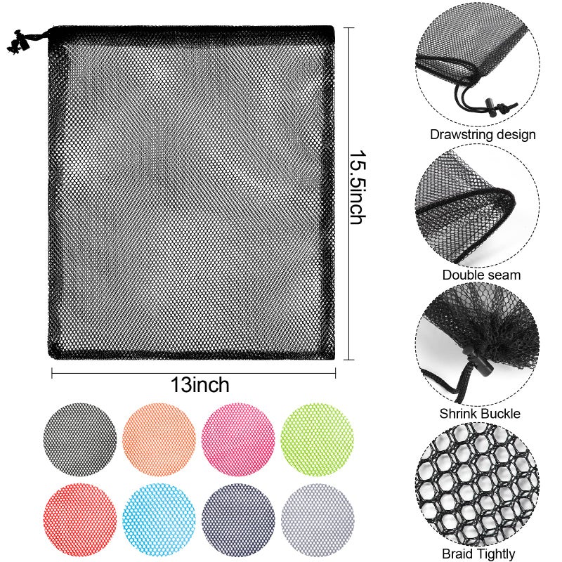 iMucci 13""X15.5"" 24Pcs Mesh Laundry Drawstring Bag Nylon Drawstring Gym Bag with Cord Lock Closure - Image 3
